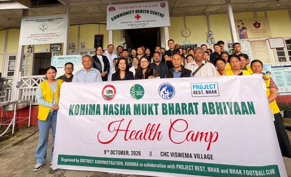Officials with others during Health Camp under Nasha Mukt Bharat Abhiyaan at CHC Viswema on October 9.